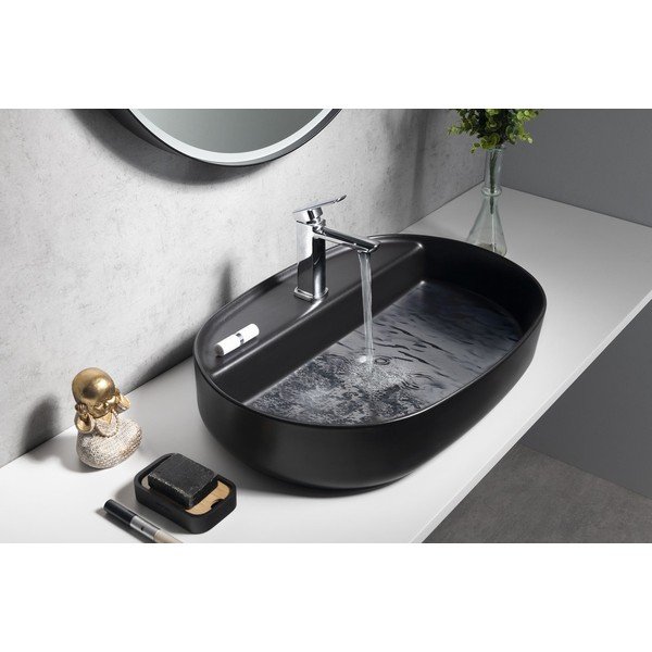 Lavabo nero in ceramica 60x40 cm Infinity Oval – Sapho-image-4