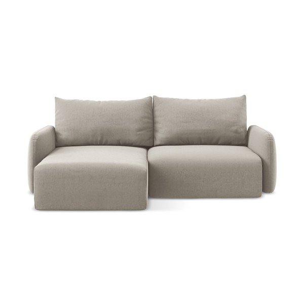 Divano angolare grigio tortora allungabile/con contenitore (con penisola a sinistra/con chaise lounge) con rivestimento in velluto Kalena – Makamii