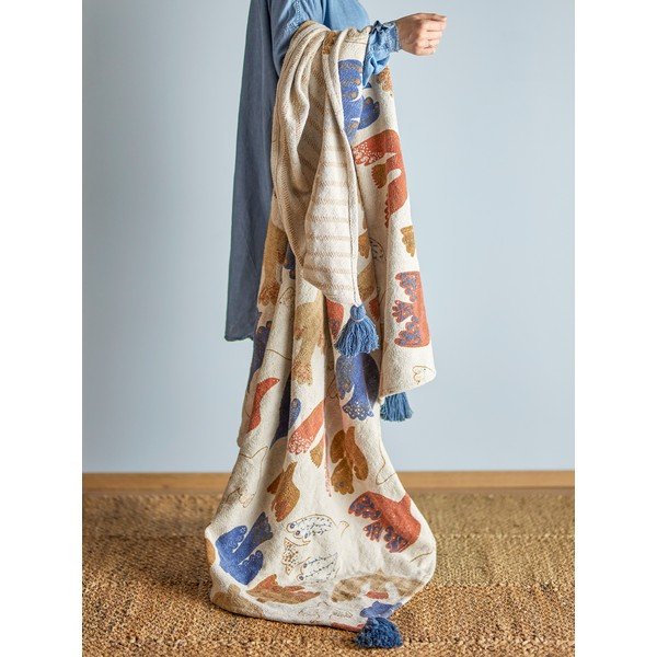 Coperta marrone in cotone riciclato 130x160 cm Anniversary – Bloomingville-image-1