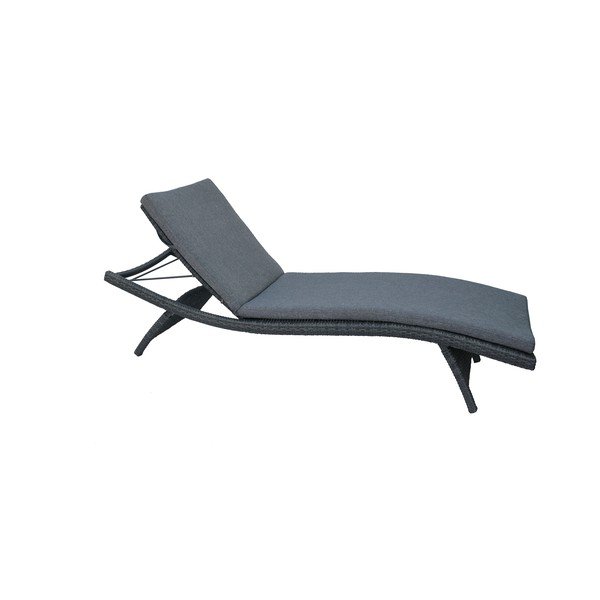 Lettino da giardino grigio scuro in rattan artificiale Charlotte - Rojaplast-image-1