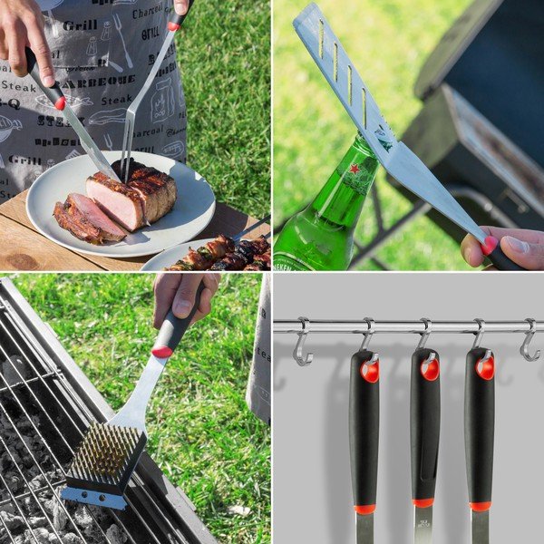 Set di utensili da barbecue in acciaio inox da 11 pezzi con custodia Professional Barbecue - InnovaGoods-image-3
