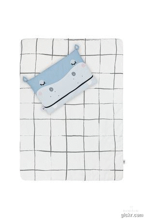 Coperta e cuscino in cotone per lettino 200x140 cm Hippo - BELLAMY-image-2