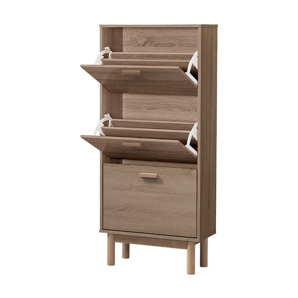 Scarpiera con ante a battente effetto rovere naturale Melanie - Støraa-image-3