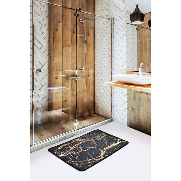 Tappetino da bagno nero/oro 60x40 cm Goldes - Foutastic-image-1