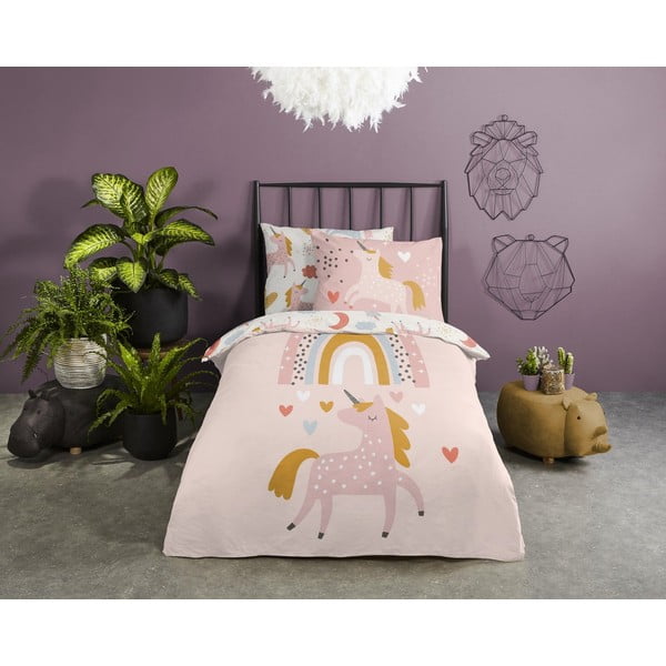 Biancheria da letto in cotone per bambini Unicorno, 140 x 220 cm - Good Morning-image-1