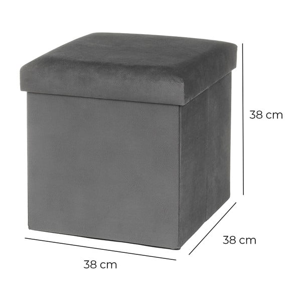 Poggiapiedi in velluto grigio scuro Estela - Casa Selección-image-3