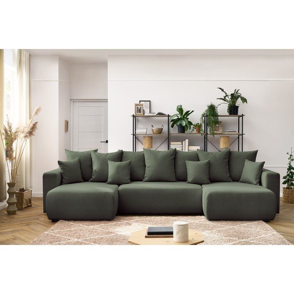Divano letto a U verde Envy - Bobochic Paris-image-1
