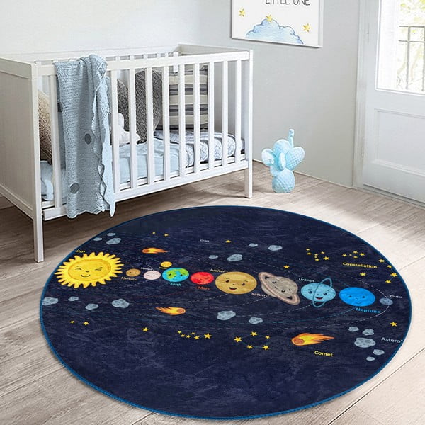 Tappeto per bambini in blu scuro ø 100 cm Comfort – Mila Home-image-1