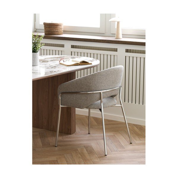 Sedia da pranzo grigio chiaro in acciaio con braccioli Costa – House Nordic-image-2