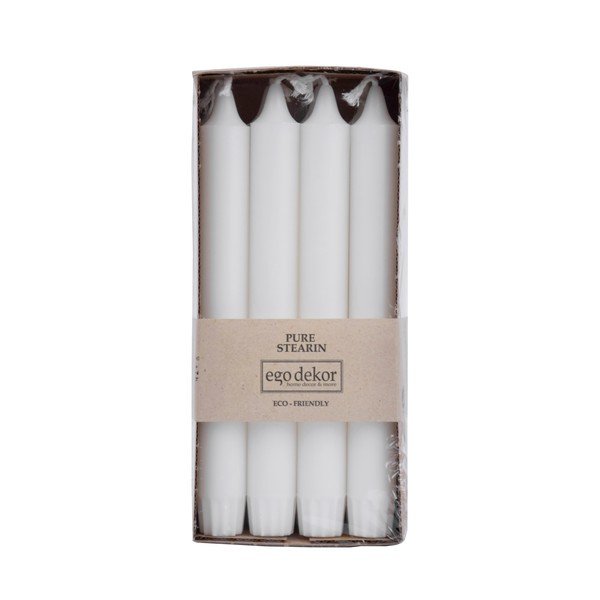 Set di 8 candele lunghe bianche Ego Dekor ED, durata di combustione 7 h - Eco candles by Ego dekor-image-1