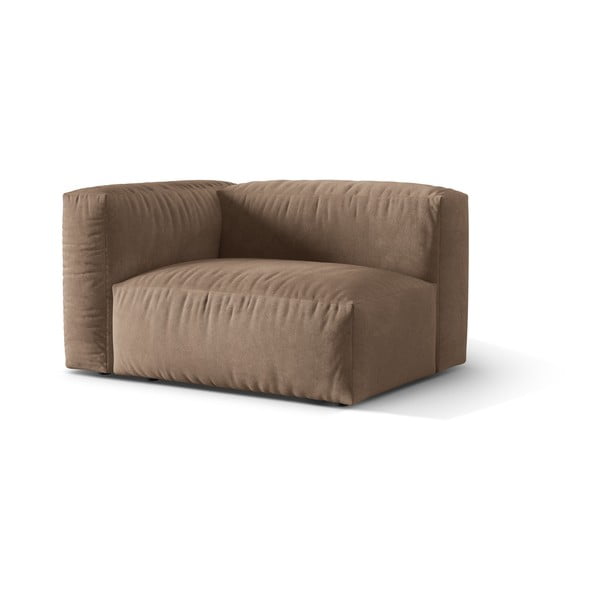 Parte divano componibile marrone chiaro (con penisola a sinistra) con rivestimento in velluto Martina – Micadoni -image-1