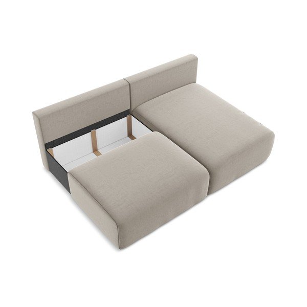 Divano angolare grigio tortora allungabile/con contenitore (con penisola a destra/con chaise lounge) con rivestimento in velluto Kalena – Makamii-image-4