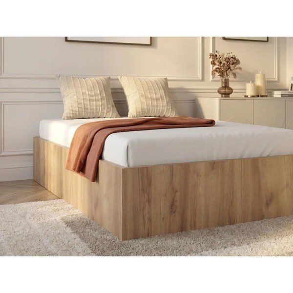 Letto singolo colore naturale chiaro in truciolato con contenitore/senza testiera con rete inclusa 90x190 cm Nira – Bobochic Paris-image-2