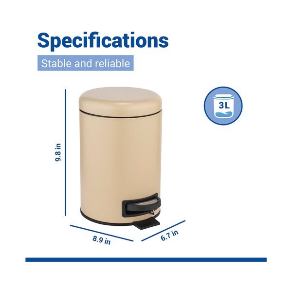 Cestino per la spazzatura beige in acciaio con pedale 3 l Leman – Wenko-image-4