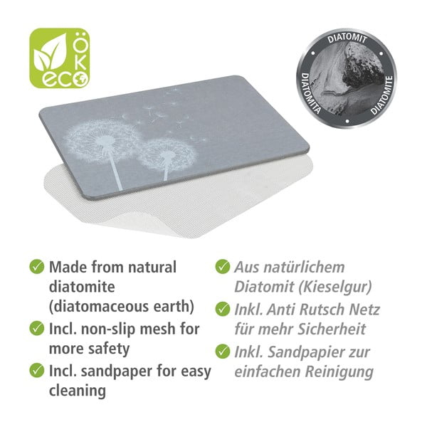 Tappetino da bagno grigio in terra di diatomee 39x60 cm Astera - Wenko-image-3