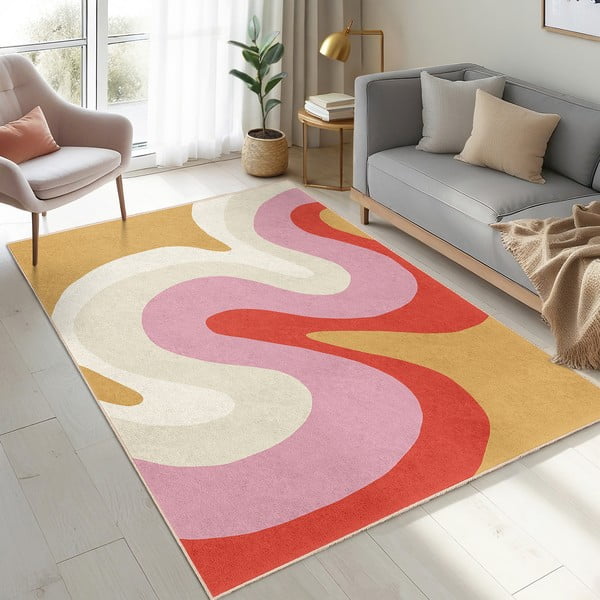 Tappeto giallo e rosa lavabile 120x180 cm Raspberry Creamsicle – Mila Home-image-4