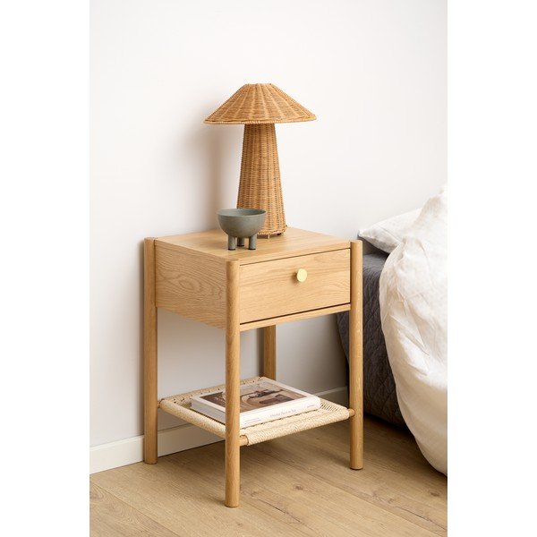 Comodino colore naturale chiaro con effetto rovere Monfort – Actona-image-1