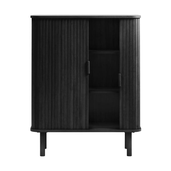 Mobile nero in rovere con ante scorrevoli 113x90 cm Cavo - Unique Furniture-image-4
