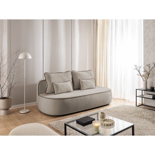 Divano marrone/grigio tortora allungabile/con contenitore con rivestimento in velluto 210 cm Saga – Ropez-image-2
