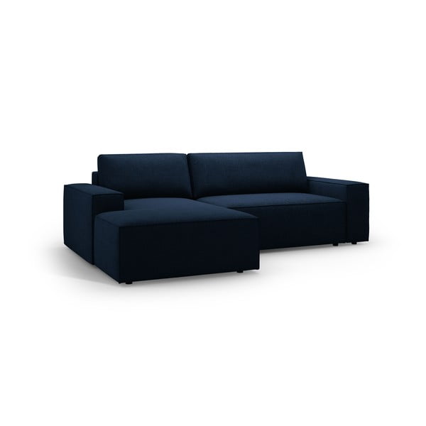 Divano letto angolare blu scuro in tessuto bouclé (angolo sinistro) Jodie - Micadoni Home-image-2