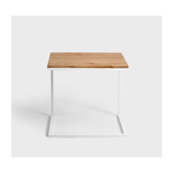 Tavolo con base bianca e piano in rovere massiccio Lupe - CustomForm-image-3