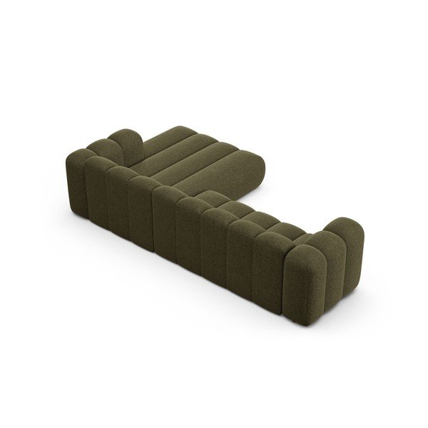 Divano angolare verde (con penisola a destra/con chaise lounge) con rivestimento in ciniglia Lupine – Micadoni -image-3