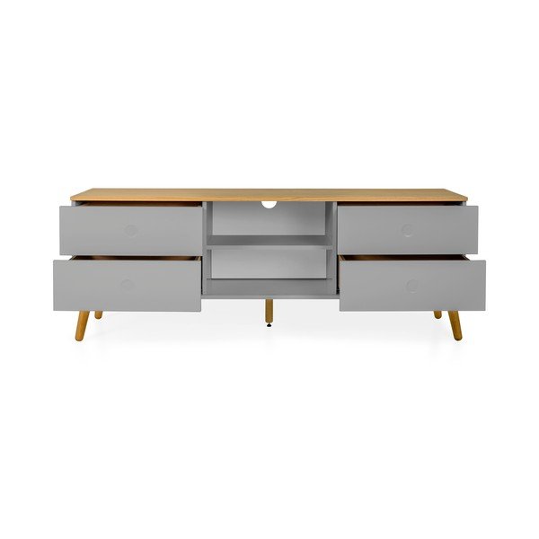 Tavolo TV grigio con gambe in rovere, larghezza 162 cm Dot - Tenzo-image-2