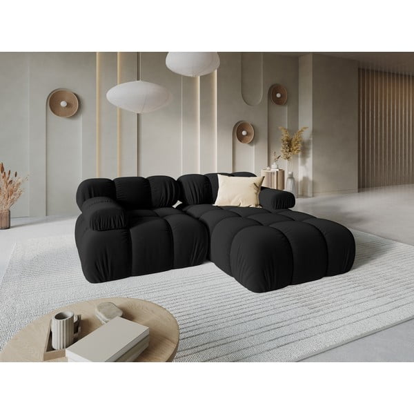 Divano angolare in velluto nero (angolo destro) Bellis - Micadoni Home-image-1