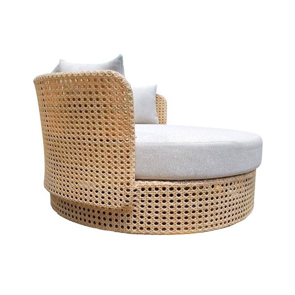 Letto da giardino in colore bianco e naturale Niva - LDK Garden-image-2