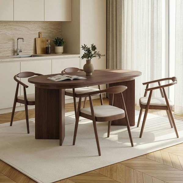 Tavolo da pranzo con effetto noce allungabile con estensione 90x160 cm Sorell – Kalune Design-image-2