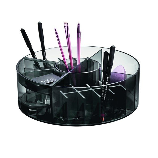 Organizzatore da bagno nero opaco per cosmetici in plastica riciclata Cosmetic Carousel - iDesign-image-3