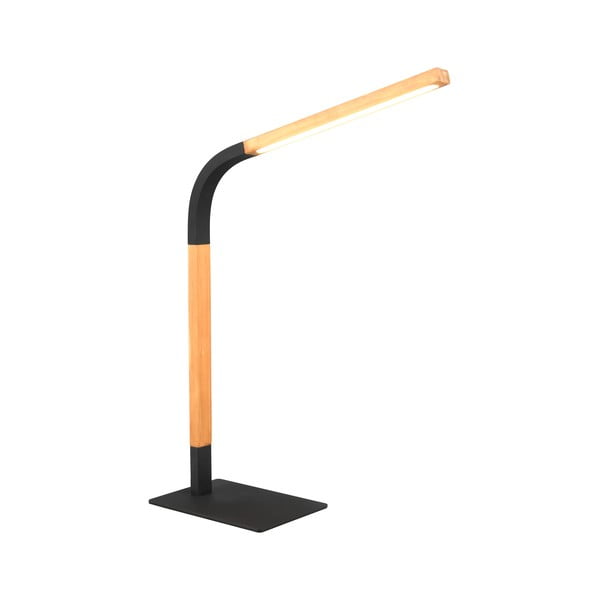 Lampada da tavolo dimmerabile a LED in colore nero e naturale con paralume in legno (altezza 73,5 cm) Norris - Trio-image-3
