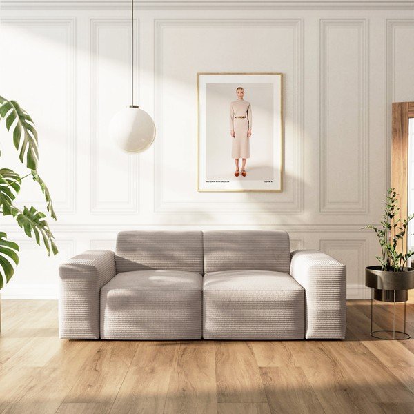 Divano beige rivestito in velluto a coste 205 cm Villet – Rodier-image-1