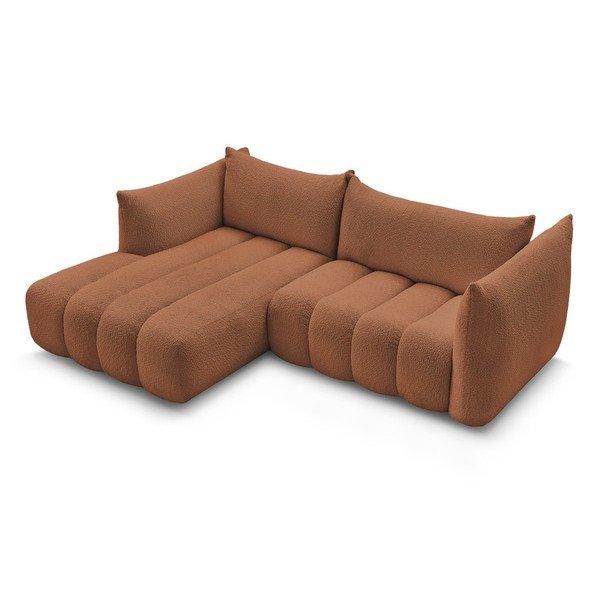 Divano angolare arancione (con penisola a sinistra/con chaise lounge) con rivestimento in bouclé Azra – Bobochic Paris-image-4