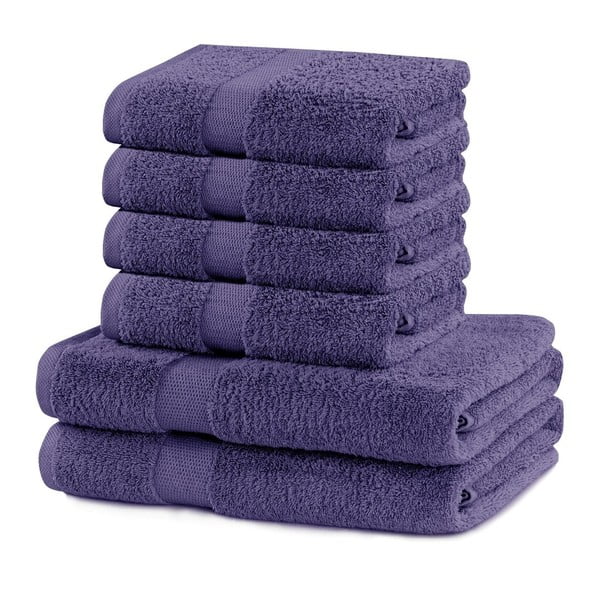 Set di 2 asciugamani in cotone viola e 4 asciugamani Marina - DecoKing