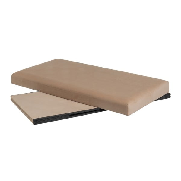 Poggiapiedi in velluto marrone chiaro Estela - Casa Selección-image-2