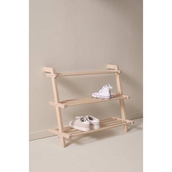 Scarpiera colore naturale chiaro in pino massiccio da parete 80x65x42 cm Eddison – Jotex-image-1