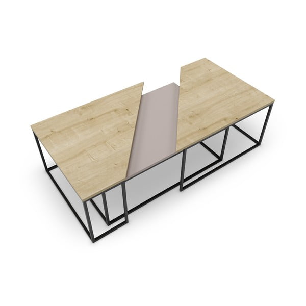 Set di tavolini da salotto con piano effetto rovere 3 pz 70x110 cm Titan – Marckeric-image-4