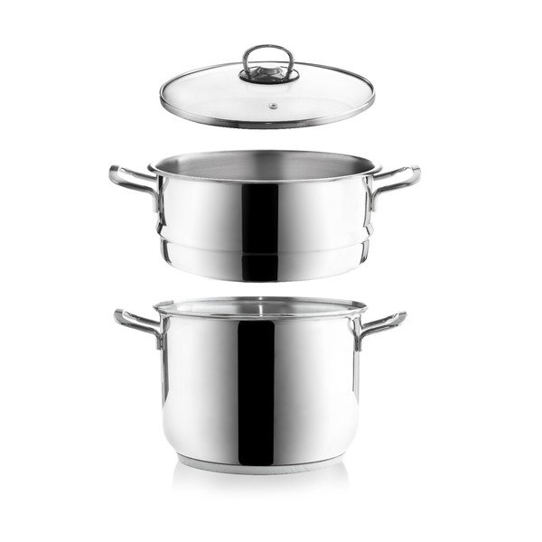 Pentola per la cottura a vapore in acciaio inox con coperchio Anett, 5 l - Orion-image-1