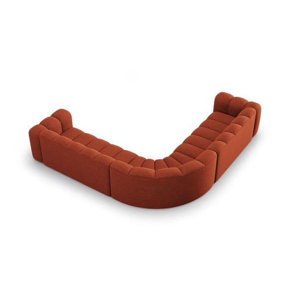 Divano angolare componibile color mattone con rivestimento in ciniglia Lupine – Micadoni -image-3