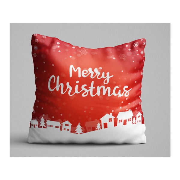 Cuscino rosso Villaggio di Natale, 45 x 45 cm - Unknown