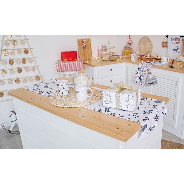 Runner da tavola natalizio in cotone 140x40 cm Merry Blue Christmas - Butter Kings-image-1