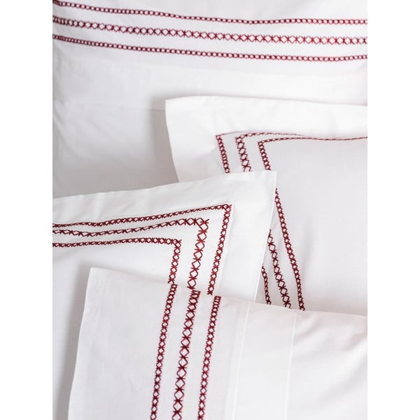 Set copripiumino e federa bianco in cotone renforcé per letto matrimoniale ed esteso 240x220 cm Red Heritage Lines – Mila Home Luxury-image-1