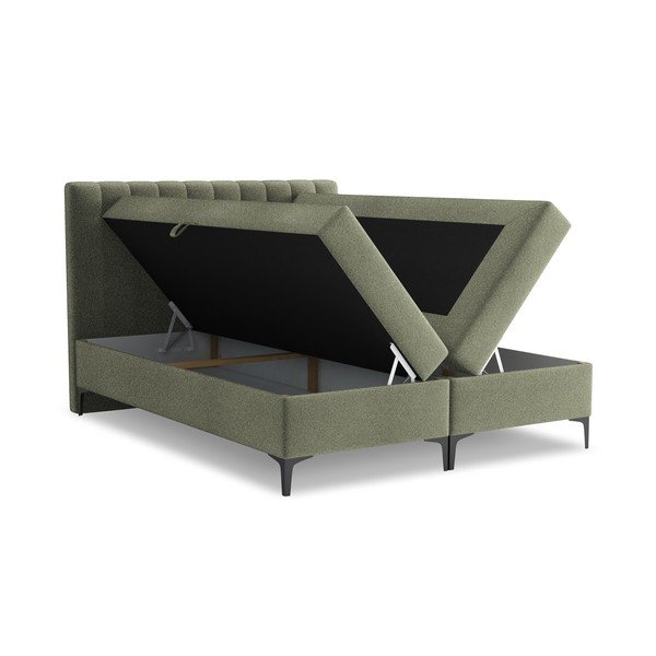Letto boxspring verde con contenitore 160x200 cm Puhala – Makamii-image-1