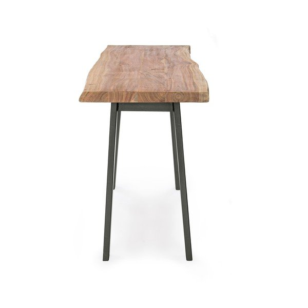 Tavolo consolle nero/di colore naturale con piano in acacia 45x130 cm Aron – Bizzotto-image-3
