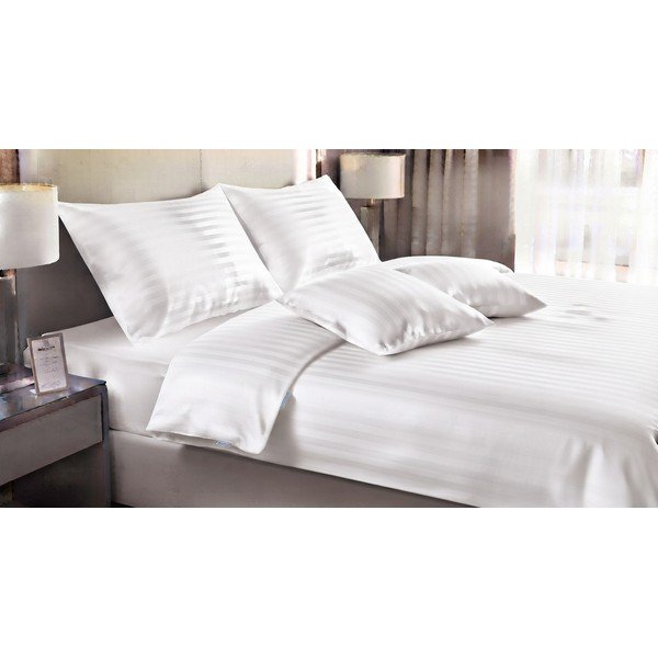 Set copripiumino e federa bianco per letto singolo 3 pezzi 140x200 cm Hotel stripe – JAHU collections