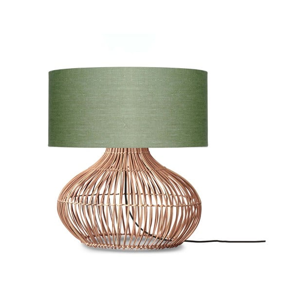 Lampada da tavolo con paralume in tessuto di colore verde-naturale (altezza 60 cm) Kalahari - Good&Mojo