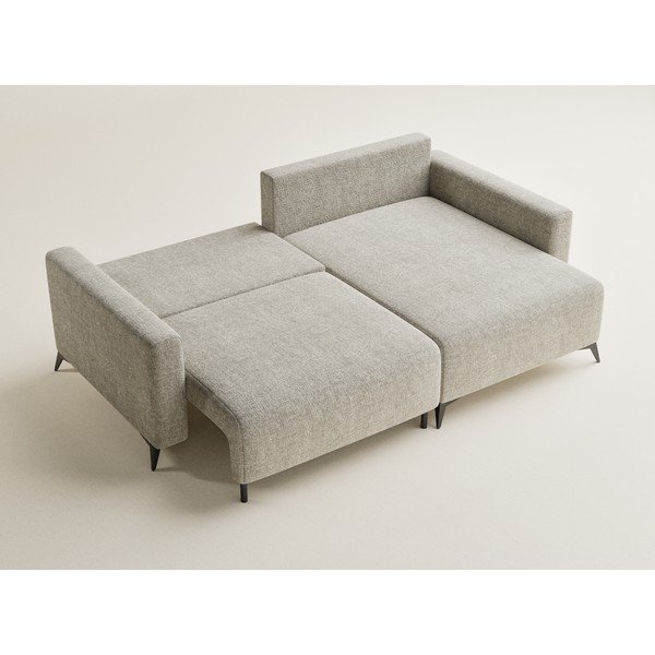 Divano angolare beige allungabile/con contenitore (con penisola a destra/con chaise lounge) con rivestimento in ciniglia Leon – Maison de Rêve-image-3