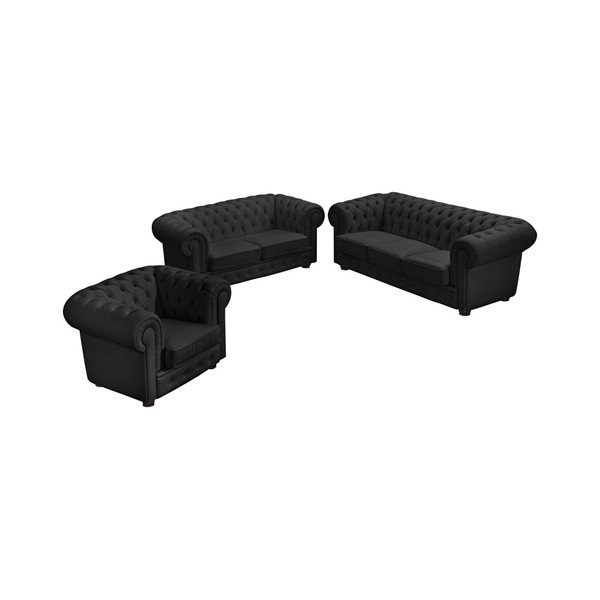 Divano in similpelle nera Bridgeport, 200 cm - Max Winzer-image-1