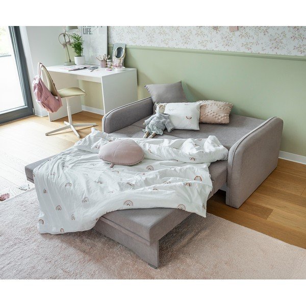 Divano grigio chiaro allungabile/con contenitore e rivestimento in ciniglia 155 cm Laine – ELTAP-image-3